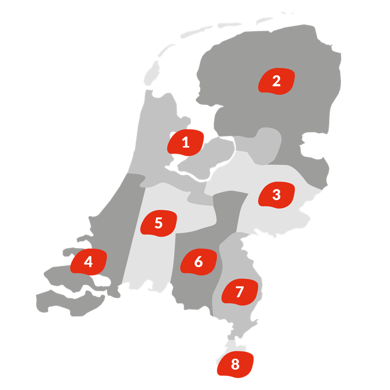 Kaart van Nederland met de regio's